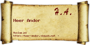 Heer Andor névjegykártya